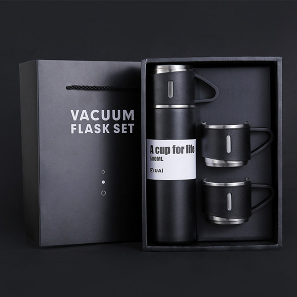 Termo de acero inoxidable con + taza de viaje, 500ML - 60%OFF