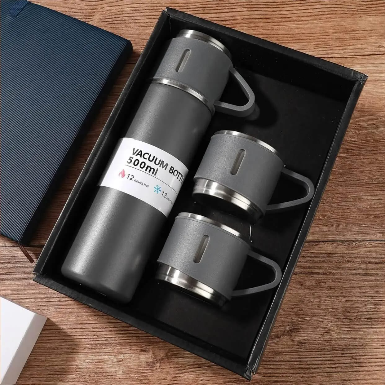 Termo de acero inoxidable con + taza de viaje, 500ML - 60%OFF