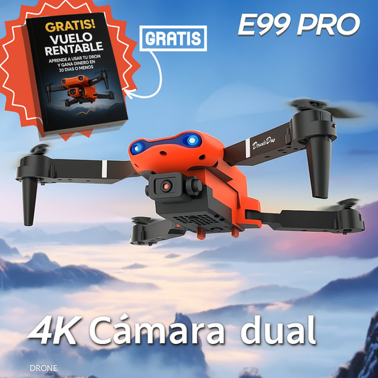 Dron Profesional E99 PRO + CURSO PARA VENDER VIDEOS AÉREOS [DE REGALO] | 4KHD | Doble cámara |